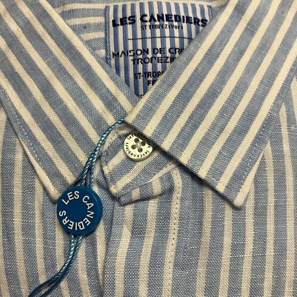 NWT 🇫🇷 Sky Blue Les Canebiers Men’s Linen Shirt (3XL) - Picture 4 of 4
